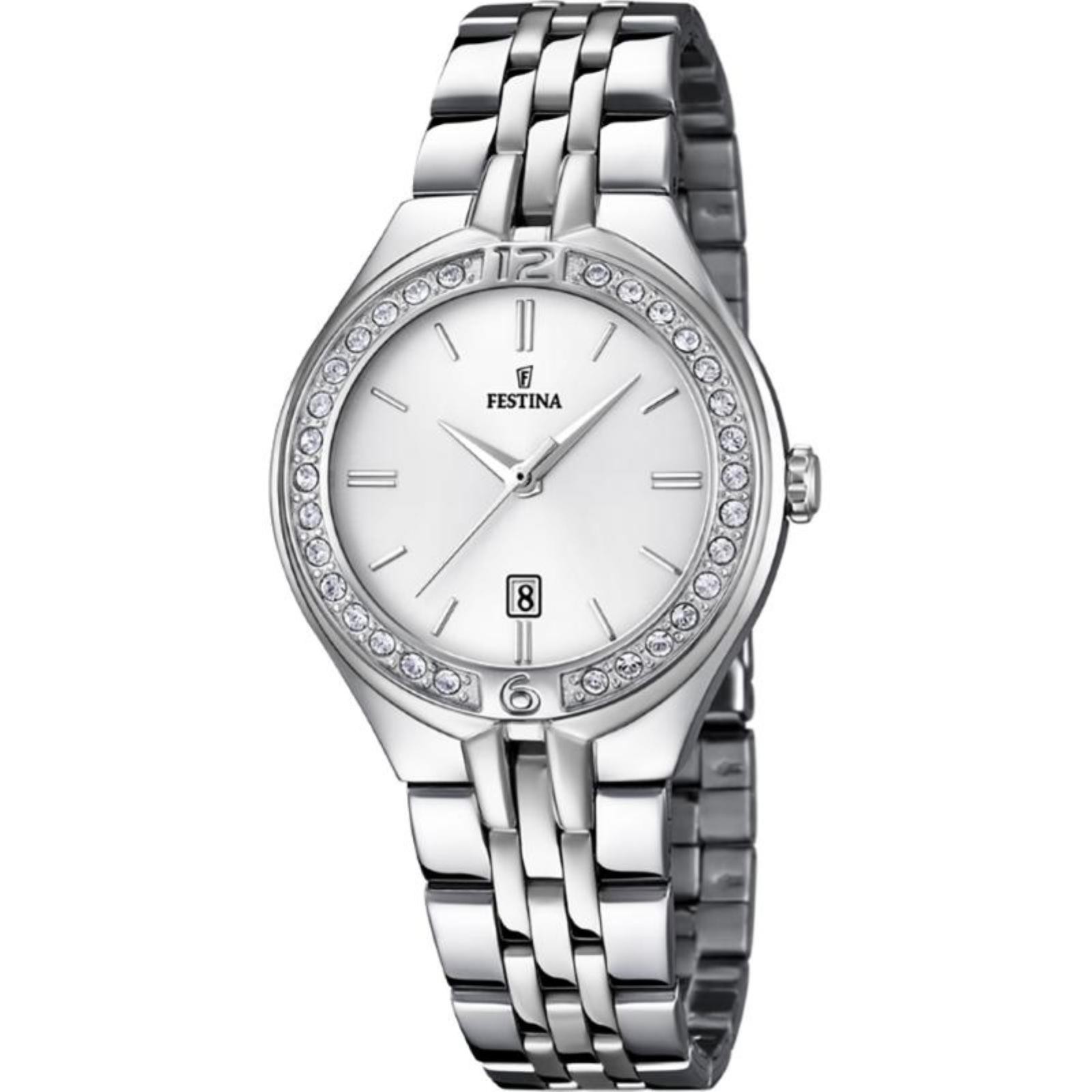 Orologio Solo Tempo Donna Festina F16867/1 Quadrante Silver Acciaio con Datario