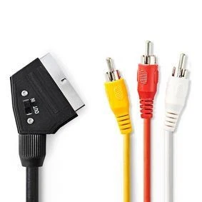 2m Kabel Adapter Scart Skart Stecker auf 3x Cinch Audio Video Composite 3 - Bild 1 von 1