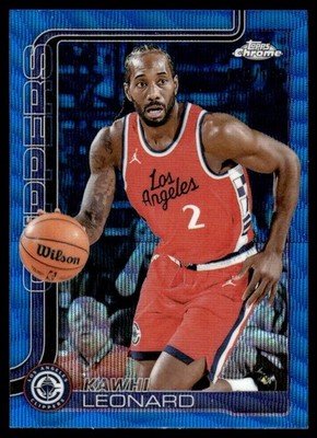 Kawhi Leonard 2025-26 Topps Chrome #44 Blue Wave Refractor SN #/150 Clippers
