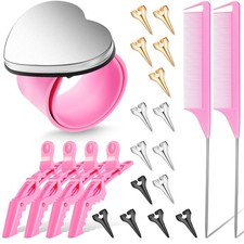 22 Pces Hair Braiding Tools with Magnetic Wrist Sewing Pincushion Pin Pink 