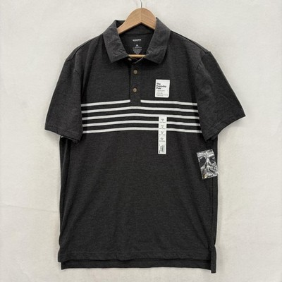 Sonoma Polo Shirt Mens Medium Gray Stripe The Everyday Polo Stretch Casual NWT
