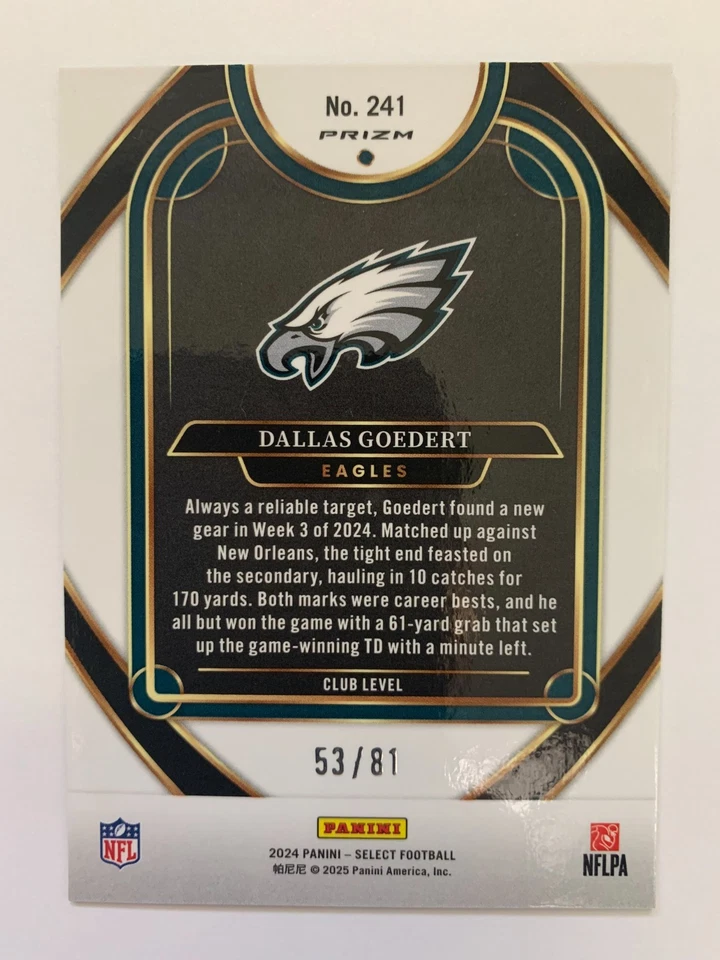 Dallas Goedert Dragon Scale /81 2024 Panini Select Eagles #241 - Image 2 of 2