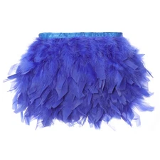 AWAYTR 5 Yards Royal Blue Turkey Feather Trim 4-6in Fluffy Craft Fringe