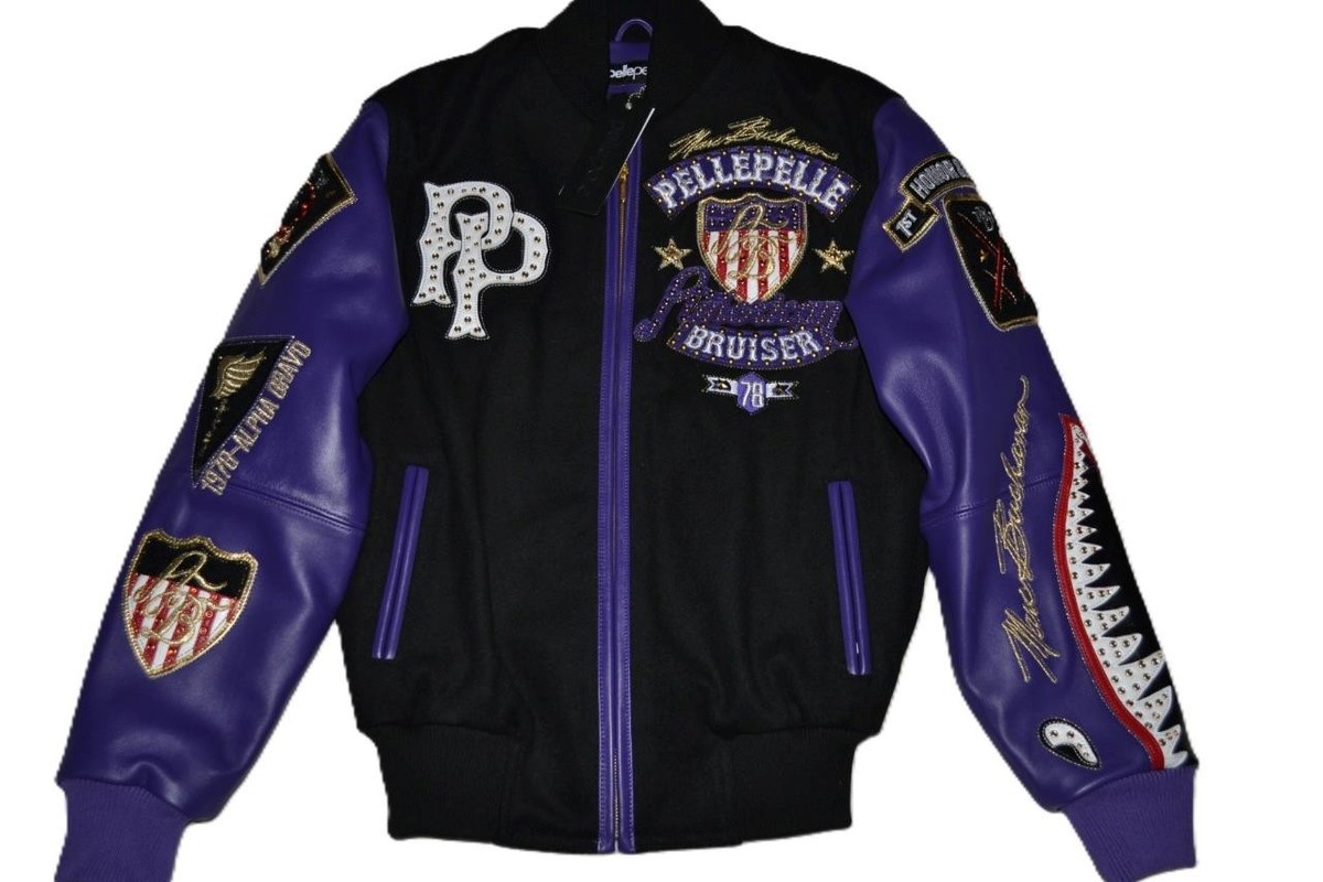 pelle pelle wool スタジャン Pelle Pelle Men's American Bruiser Varsity Jacket Leather Wool
