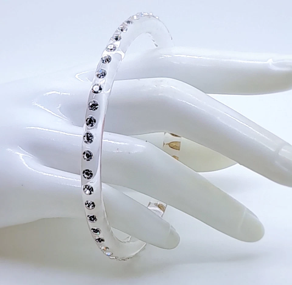 Brazalete Brazalete Transparente Lucite Plástico Transparente Estrás Fiesta Moda Foto 4 de 4