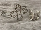 Sterling Silver Jewelry Lot w. Vintage Cuff Bracelet Butterfly Band Ring 15.57g