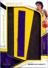 JALEN HOOD-SCHIFINO 2024 IMMACULATE GOLD NAMEPLATE NOBILITY GAME USED PATCH 8/12