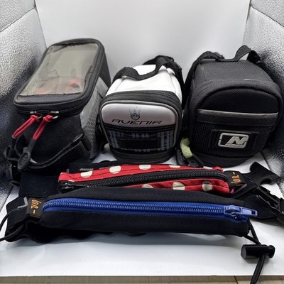Cycling Gear Lot   3 Bike Bags (Bell, Nishiki, Avenir) + 2 SPIbelt Running Belts