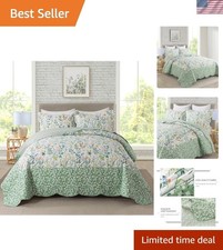 3-Piece Ultra Soft Floral Quilt Set - Super King Size, 120x120 Inch, All-Season