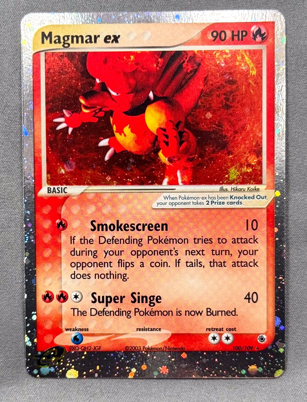 NM Magmar ex 100/109 Holo EX Rare Ruby & Sapphire Pokemon Hikaru Koike