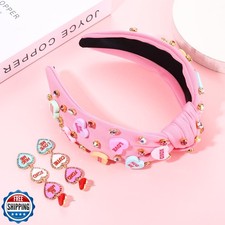 Valentine  s Day Headband for Women Love XOXO Heart Headbands Jeweled Conversa...
