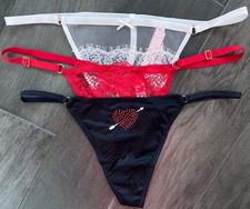VICTORIA'S SECRET 3 Pair Dream Angels lace V STRING THONG PANTIES size medium