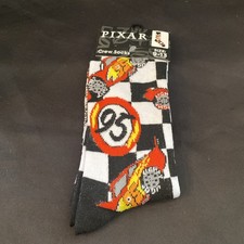 1 Pair Of Disney Cars  Lightening McQueen  Crew Socks, Fits Shoe Size: 9-13, New