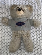 1985 Vintage Heartline Plush Grandpa Bear Bald Spot