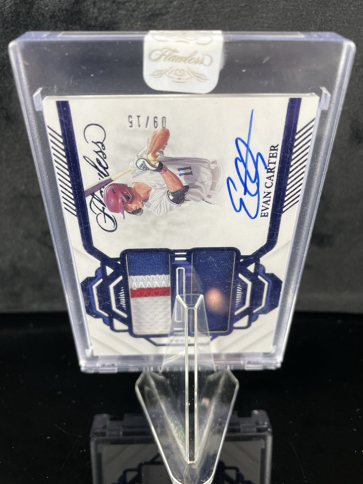 2023 Flawless Baseball Evan Carter #RDS-EC - On-Card Auto, 3 Color Patch /15💎TX view 10
