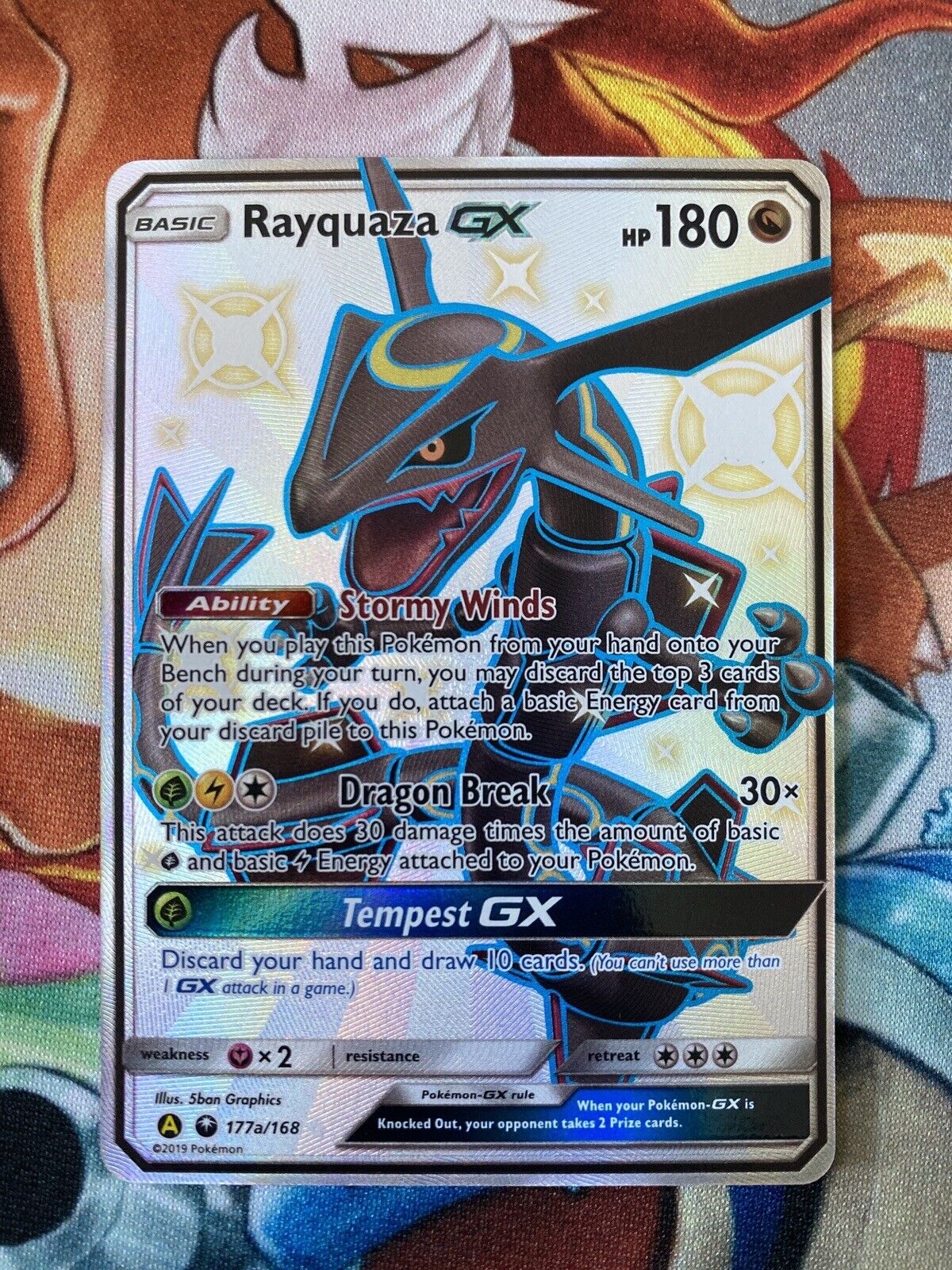 SHINY FULL ART Rayquaza GX 177a/168 ULTRA RARE Alternate Hidden Fates  Pokemon LP 