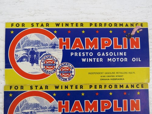 Lot Of 3 Champlin Presto Gasoline Winter Motor Oil Card-Board Sign advertisement - Picture 2 of 5