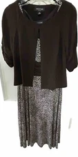 Perceptions New York 2 Pc Sleeveless Dress w/jacket Brown 8