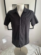 Men's ALLSAINTS Black/Brown Short Sleeve Button Up Shirt Size Small