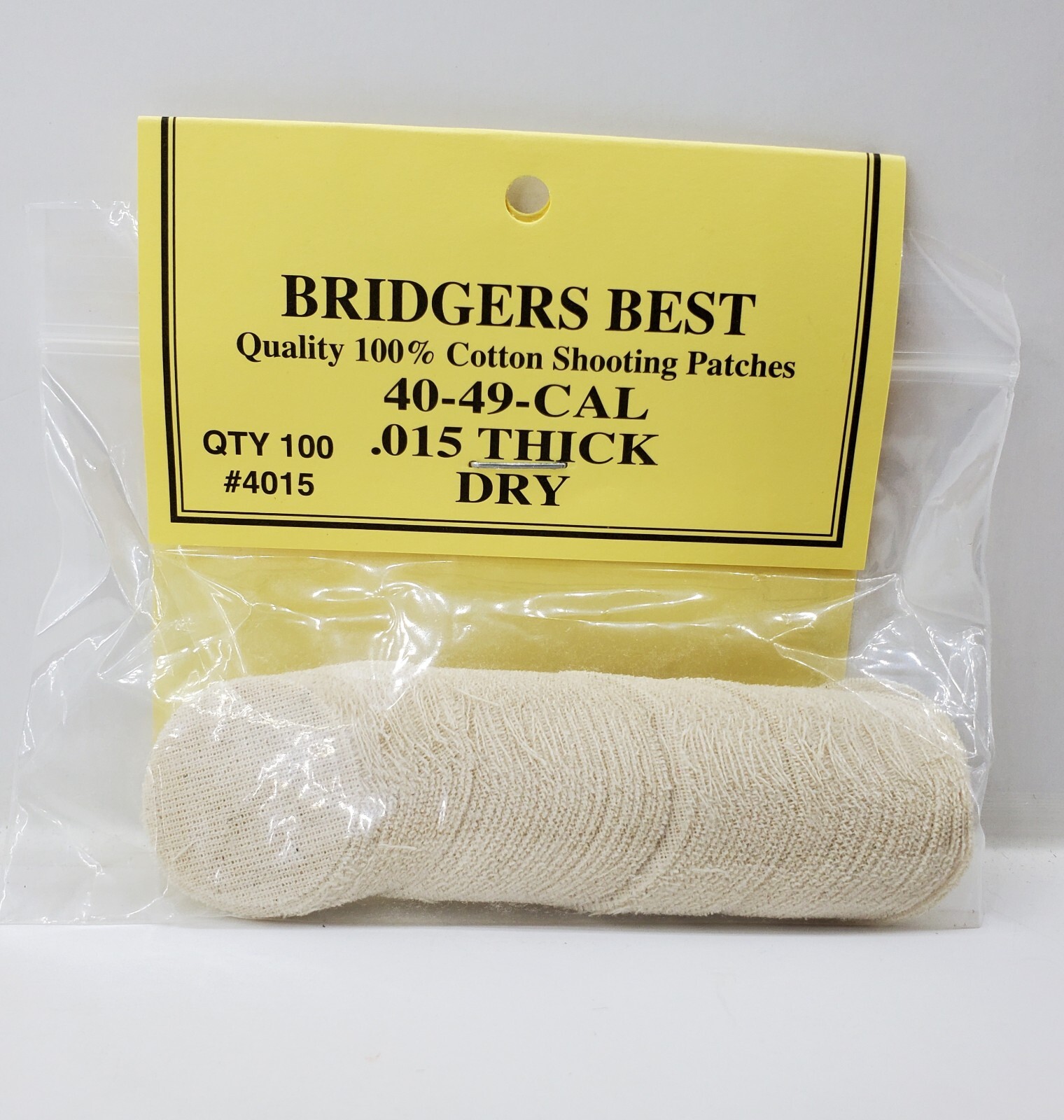 Bridgers Best Shooting Patches 100% Woven Cotton .40-.49 Cal .015