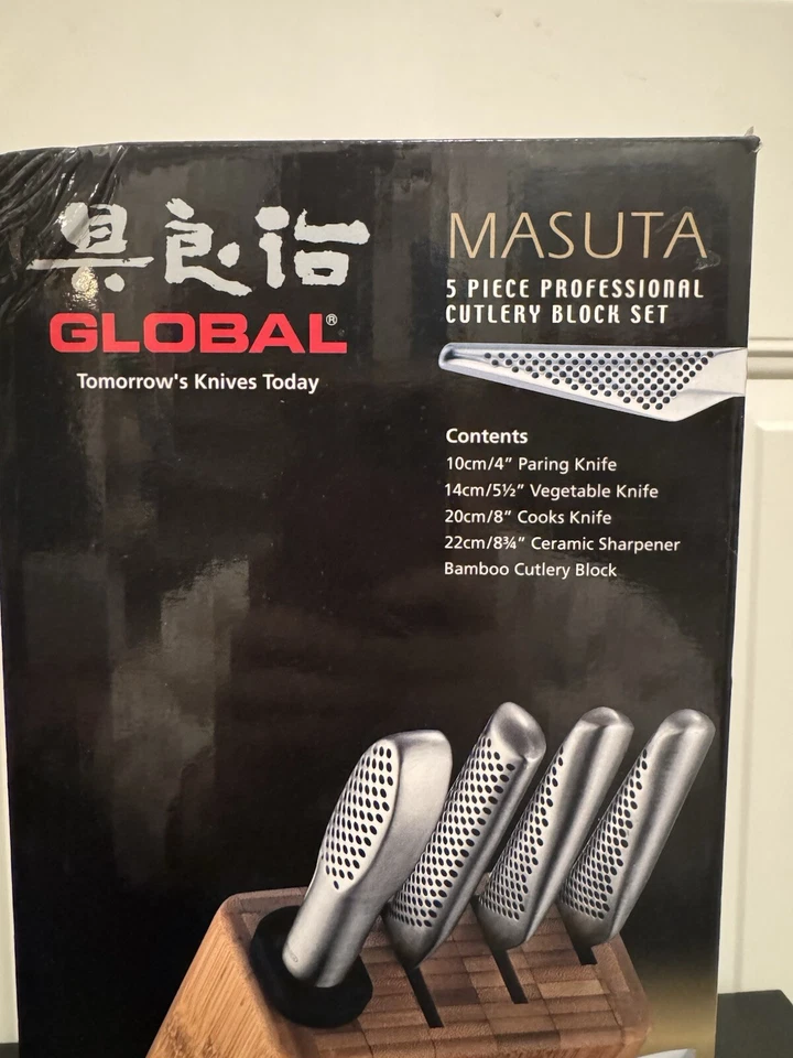 Nuevo Juego de Bloques de Cuchillos Global Masuta, 5 Piezas Plata Foto 3 de 4