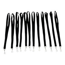 12 Count Black Nylon Strap Lanyard with Metal J-Hook Fastener 36" Long