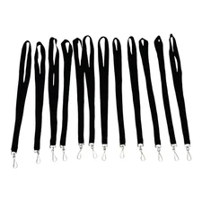 12 Count Black Nylon Strap Lanyard with Metal J-Hook Fastener 36" Long