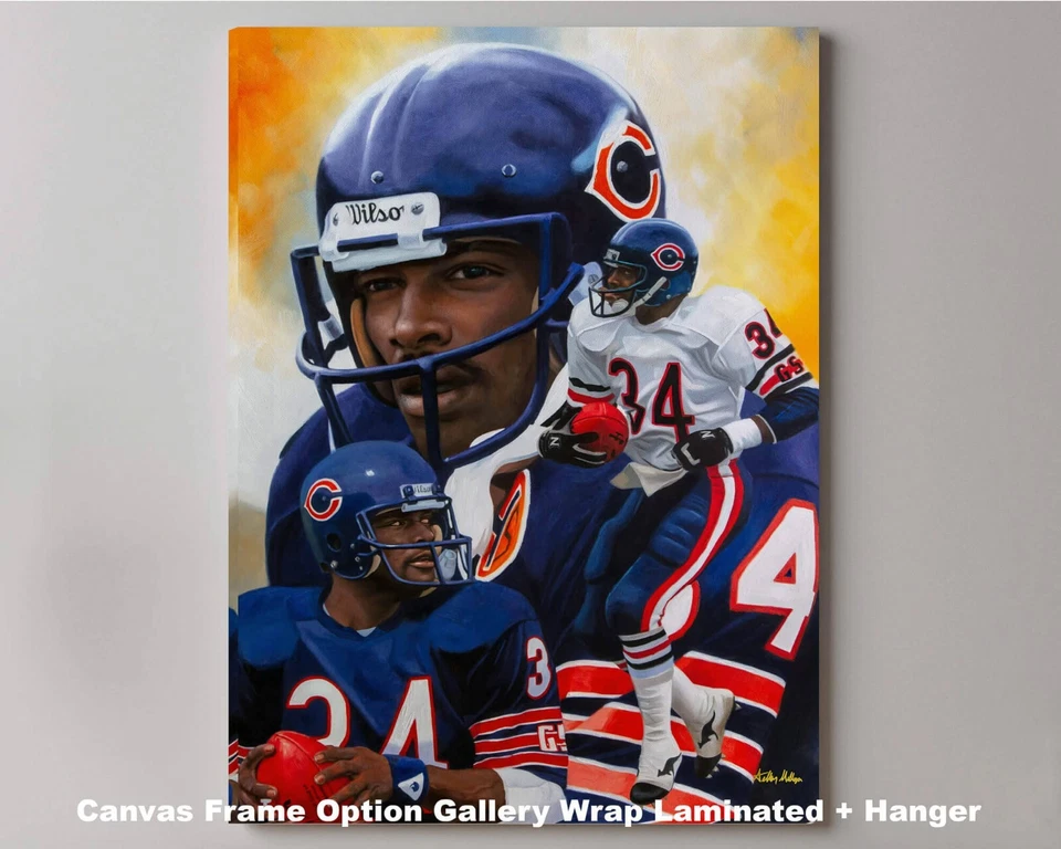 Impresión de arte de pared de fútbol americano de Walter Payton Running Back Chicago Bears NFL 1AM3 Foto 4 de 4