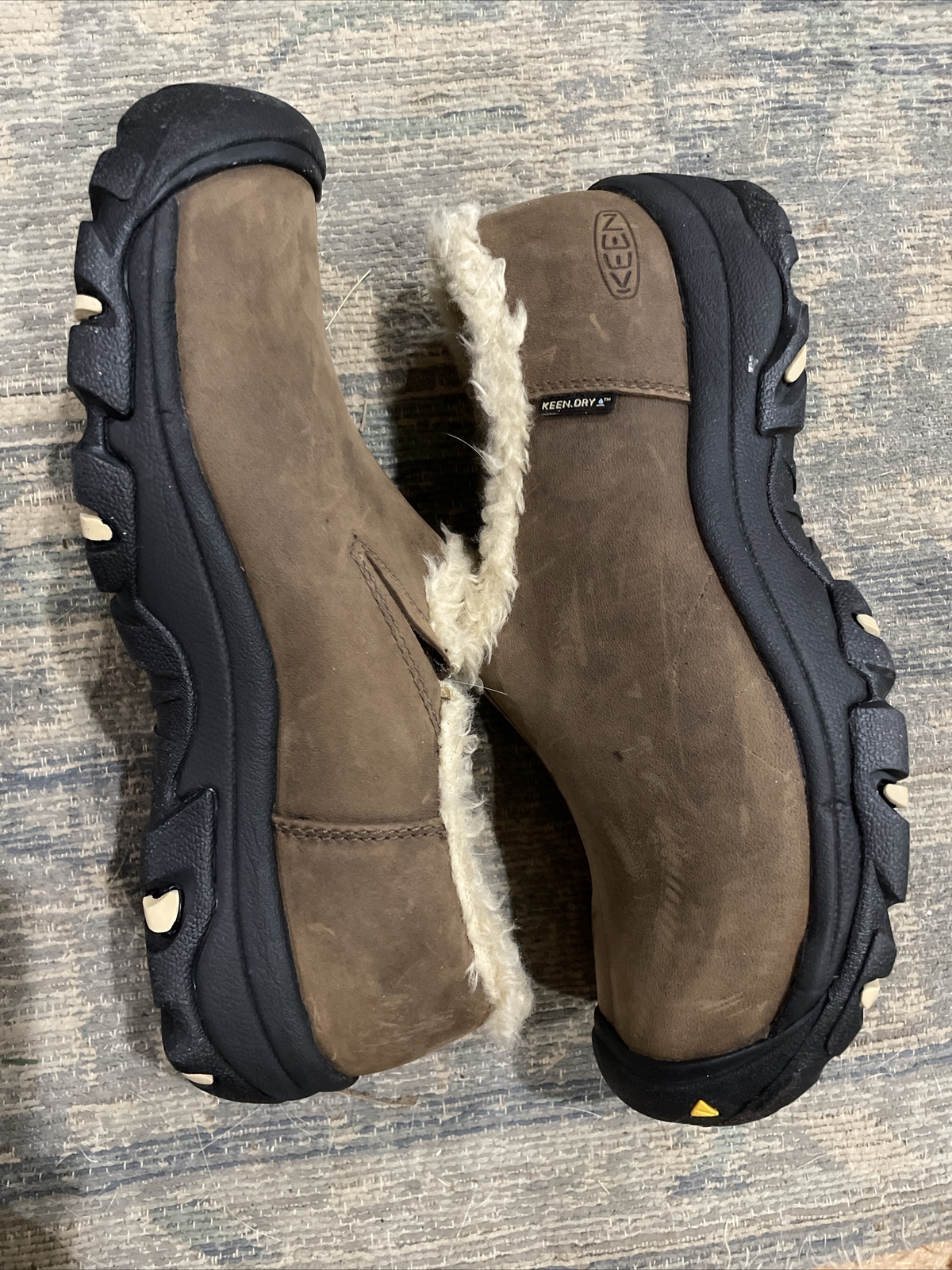 Mocassino Keen Dry Bailey mocassino scarpe pelle marrone slip on pelliccia bordo donna 38 5 8