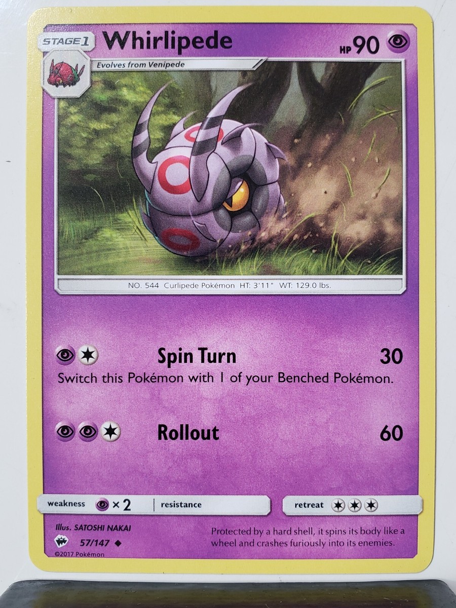 whirlipede pokemon card value Whirlipede 57/147 NM - Burning Shadows Sun Moon Pokemon Card