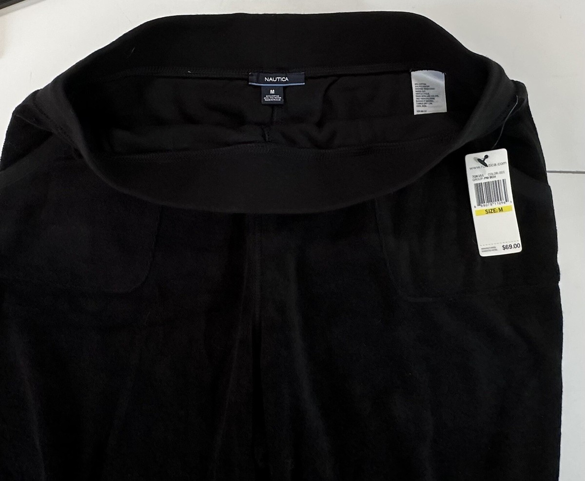 Women's NAUTICA Pants Size Medium Black terry knit pull on casual