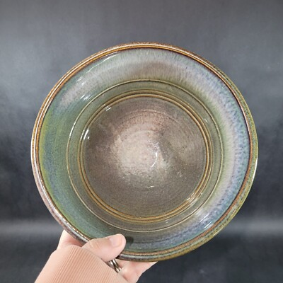 #ad Bill Cambell Pottery Bowl Signed Made in USA Drip Swirl Multicolor 9quot; diameter $59.97