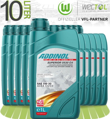 10x1 Liter Addinol SUPERIOR 0530 C4 LOW SAPS MB 226.51 Renault RN0720 ACEA C3 C4