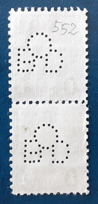 US 1923 1c MNG Pair Benjamin Scott 552 Unidentified Perfin BOD G