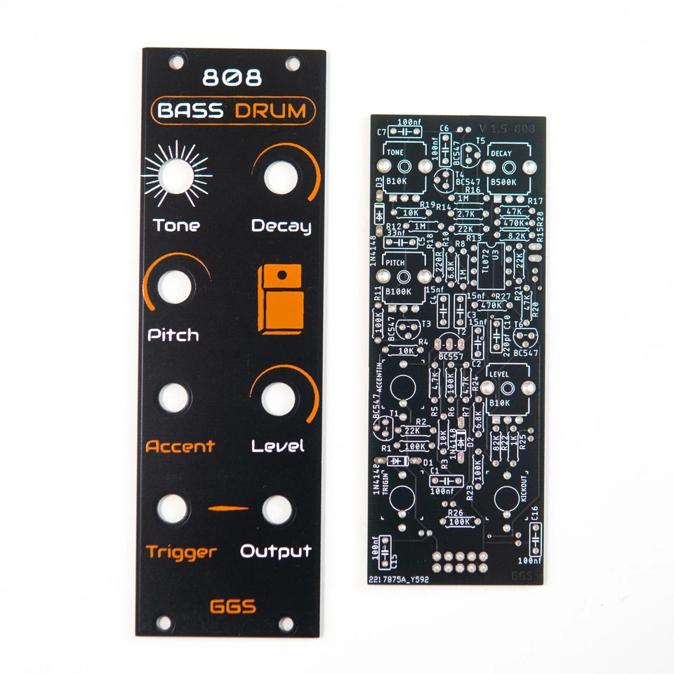 808 Bass Drum Clone / Bass Drum / Eurorack / PCB + Front Panel / DIY Drum Modul