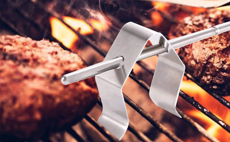 4Pcs Meat Thermometer Probe Clip Holder Stainless Steel Multifunctional