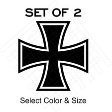 Set Of 2 Vintage German Maltese Iron Cross Logo - Vinyl Decal - Select Size