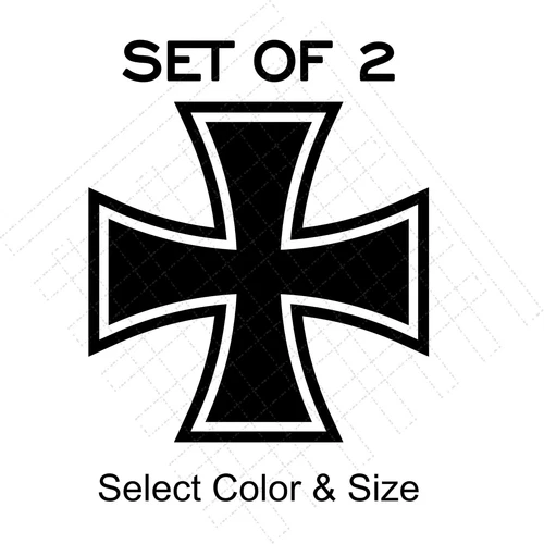 Set of 2 Vintage German Maltese Iron Cross Logo - Vinyl Decal - Select Size