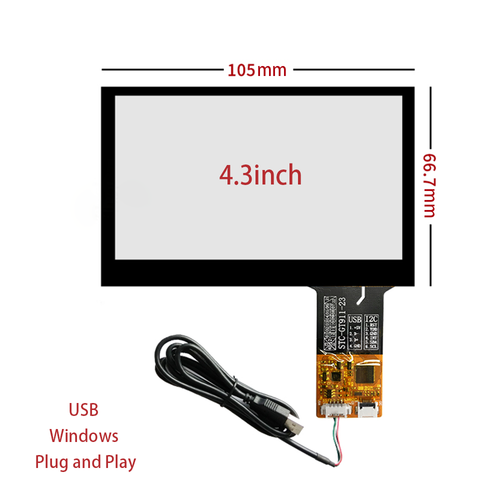 105*67mm 105x67mm 4.3 inch Capacitive Touch Screen + USB Cable Plug and