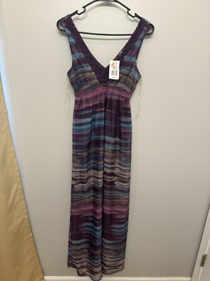 Eyelash Couture NWT Kohls Womens Small Purple Striped Sleeveless Maxi Dress