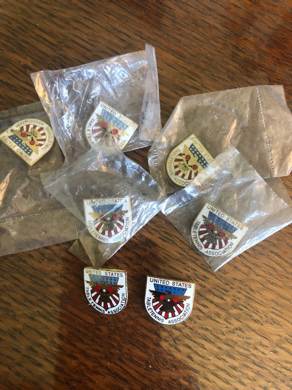 US Table Tennis Assoc. Pin Gold Tone Enamel United States Eagle Crest, Lot of 7