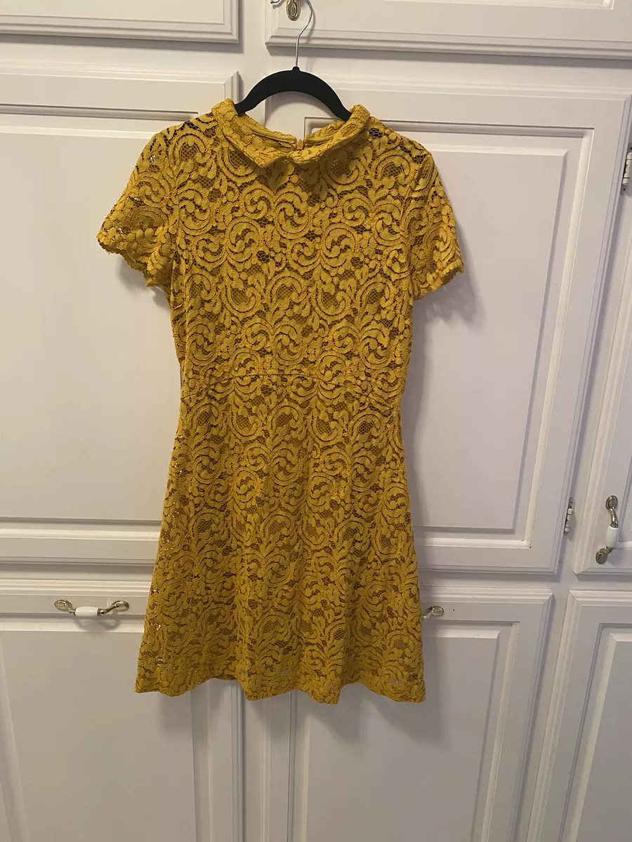 Zara yellow 2025 lace dress