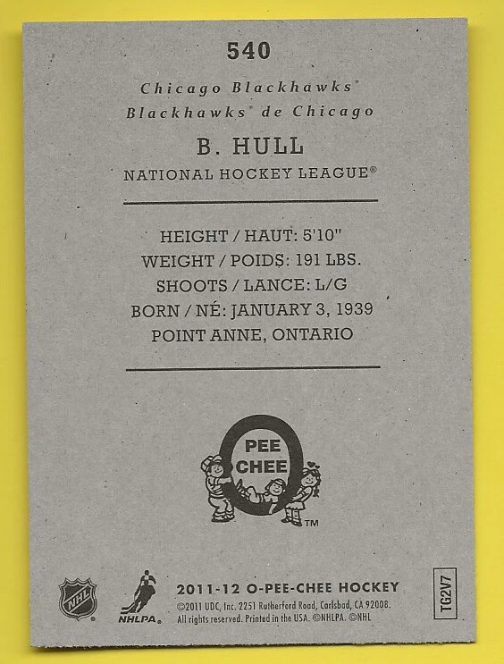 2011-12 O-Pee-Chee OPC Retro Bobby Hull - Image 2 of 2