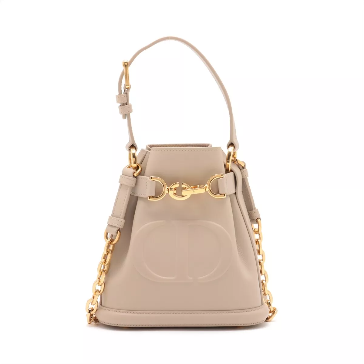Petit sac à main Christian Dior cediol cuir 2 voies beige