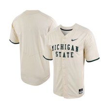 Michigan State Spartans Nike Natural Full-Button Official NCAA Baseball Jersey