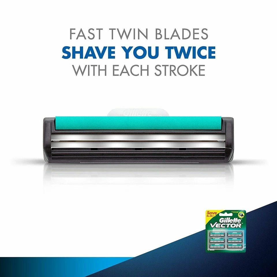 Gillette Vector - Atra Plus Razor Handle with 2 Blade Cartridge NIB - Free Ship - Image 3 of 4