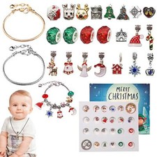 Christmas Advent Calendar DIY Charm Bracelet Jewelry Set Kids Surprise Gift Box
