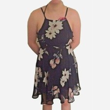 Lulus Womens Size XS Dress Strappy Back Halter Floral Black Sheer Lined Spring 
