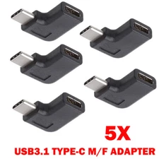 5pc 90 Degree Right Angle USB 3.1 Type C Male To Female USB-C Converter Adapters