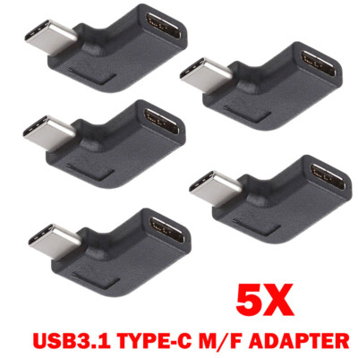 5pc 90 Degree Right Angle USB 3.1 Type C Male To Female USB-C Converter ...